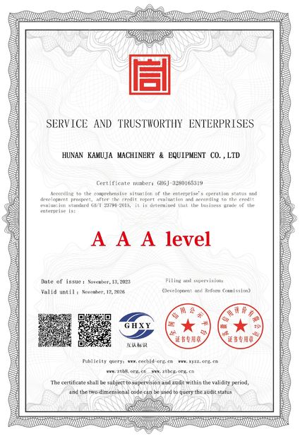 Chiny Hunan Kamuja Machinery &amp; Equipment Co.,Ltd Certyfikaty